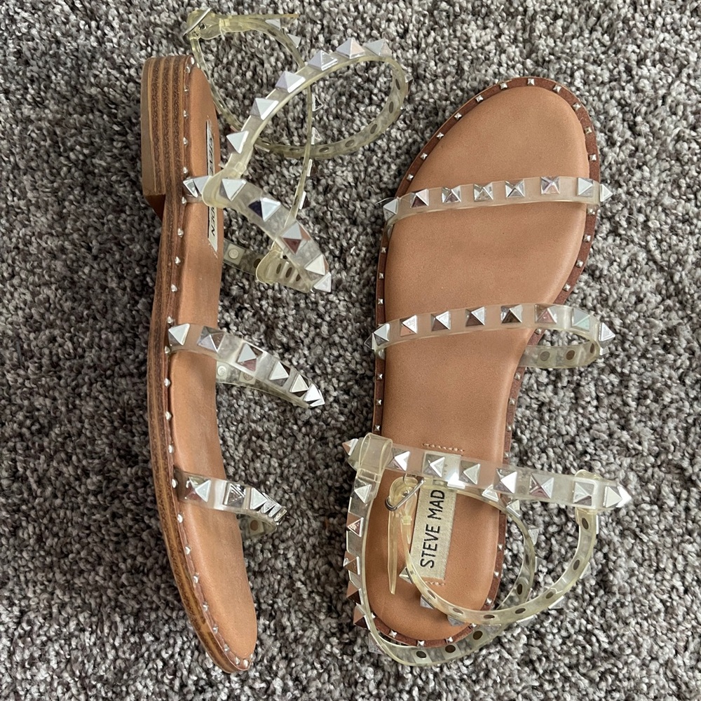 Steve Madden Travel Sandal Size 7.5 Clear & Silver - Picture 4 of 6